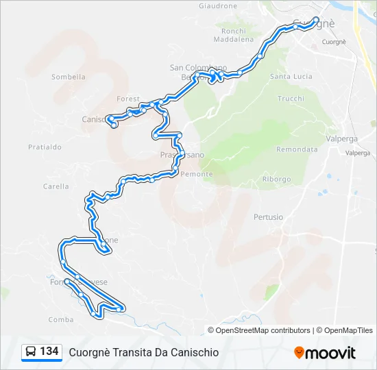 134 Bus Line Map
