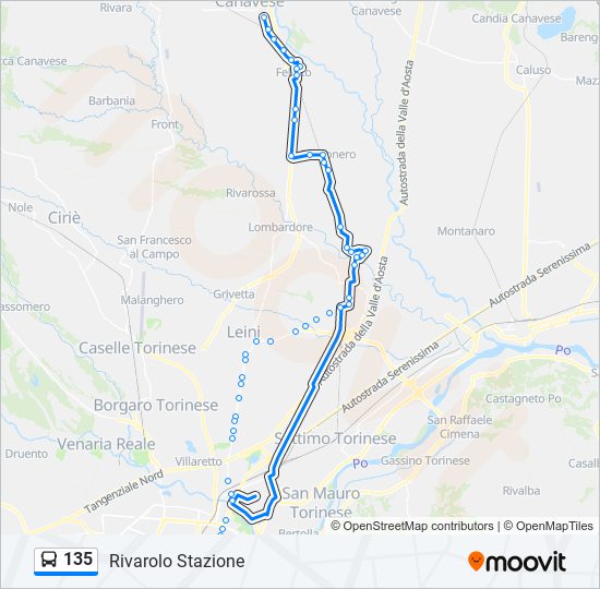 Percorso linea bus 135