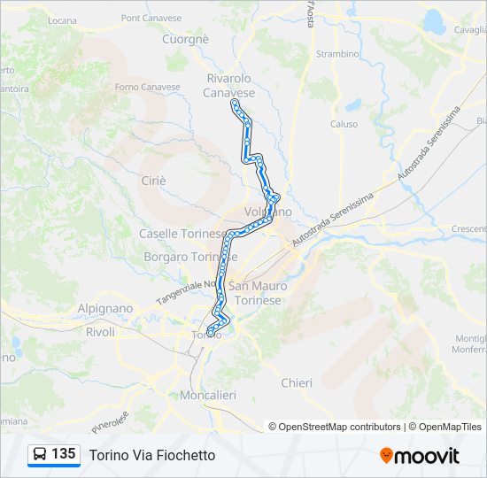 Percorso linea bus 135