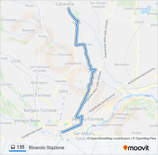 Percorso linea bus 135