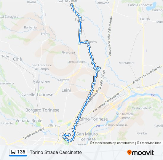 Percorso linea bus 135