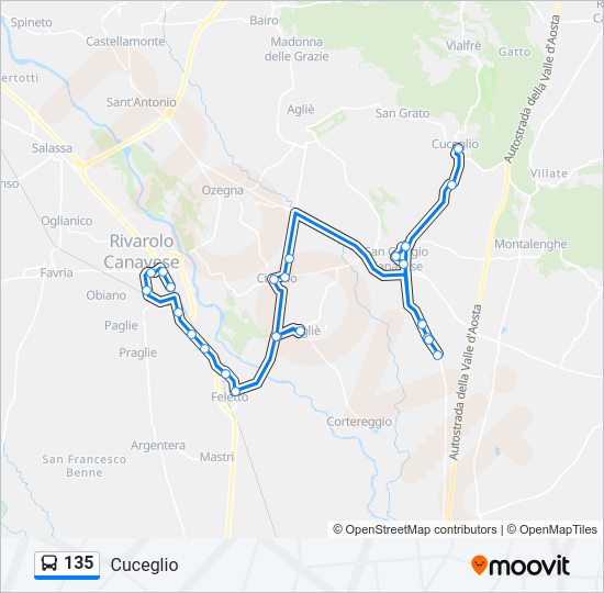 Percorso linea bus 135