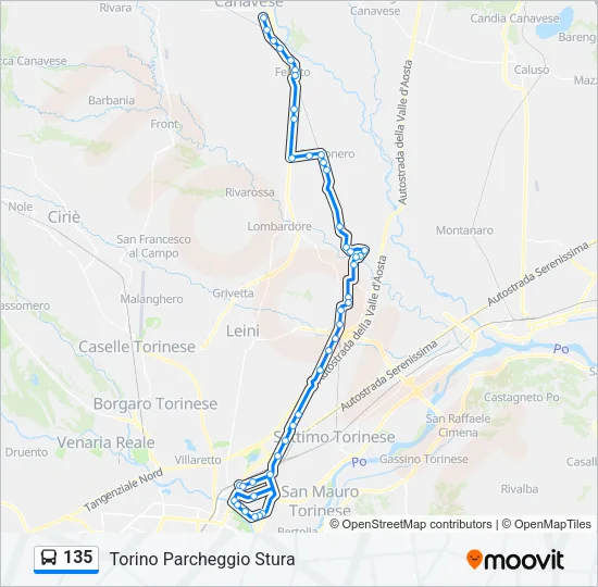 135 Bus Line Map