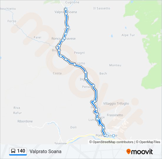 Percorso linea bus 140