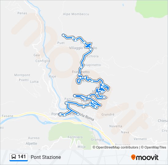 Percorso linea bus 141