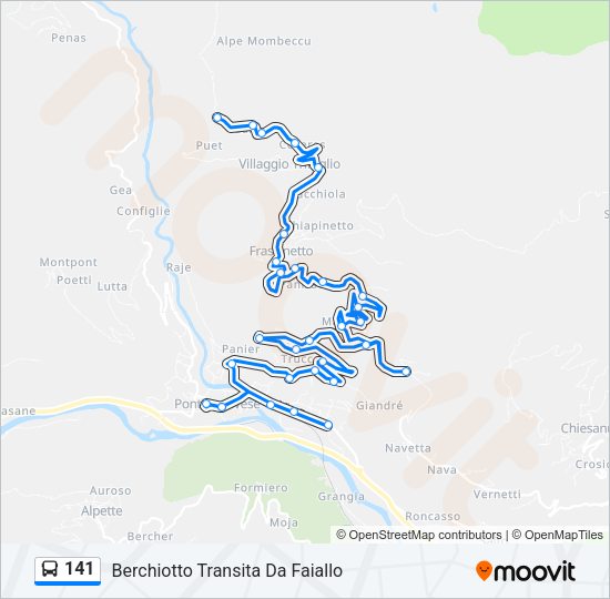 Percorso linea bus 141