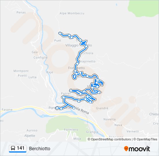 Percorso linea bus 141