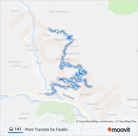 Percorso linea bus 141