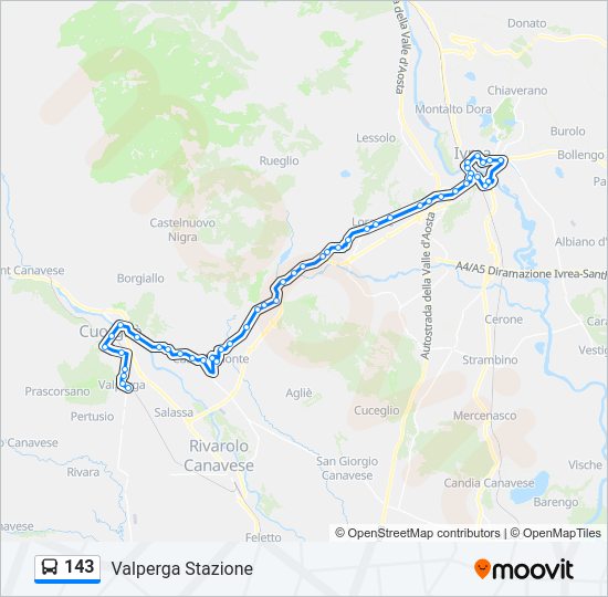 Percorso linea bus 143