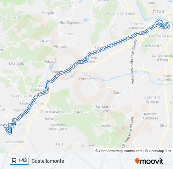 Percorso linea bus 143