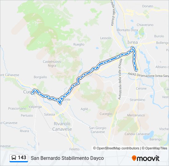 Percorso linea bus 143