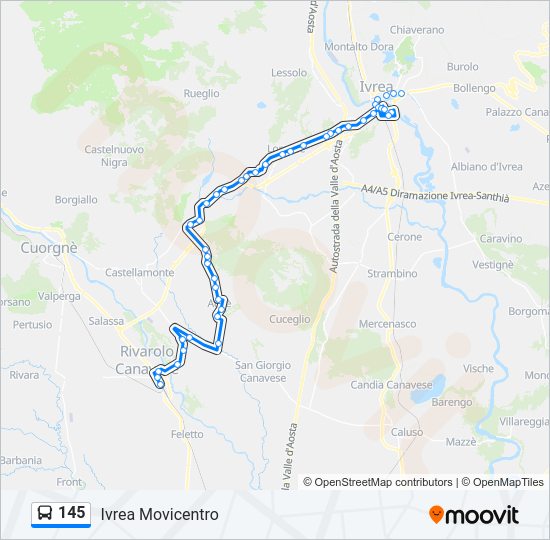 Percorso linea bus 145