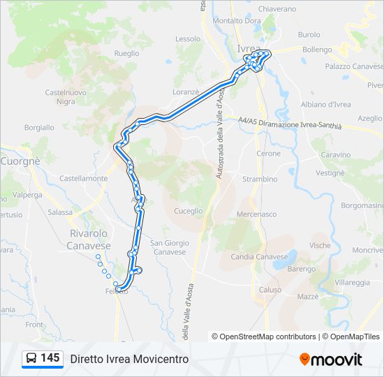 Percorso linea bus 145
