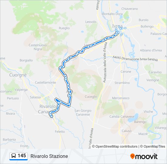 Percorso linea bus 145
