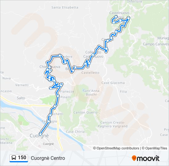 Percorso linea bus 150