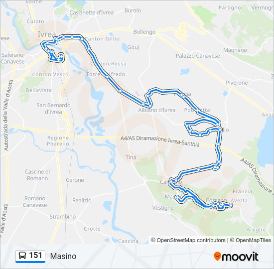 Percorso linea bus 151