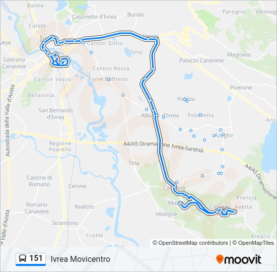 Percorso linea bus 151