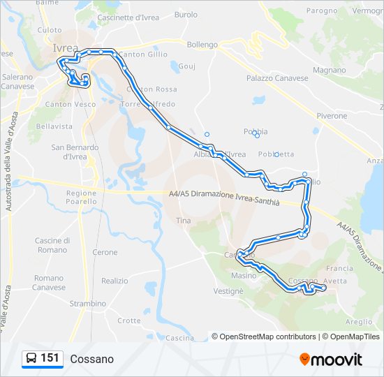 Percorso linea bus 151