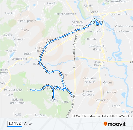 Percorso linea bus 152