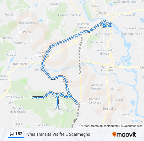 Percorso linea bus 152