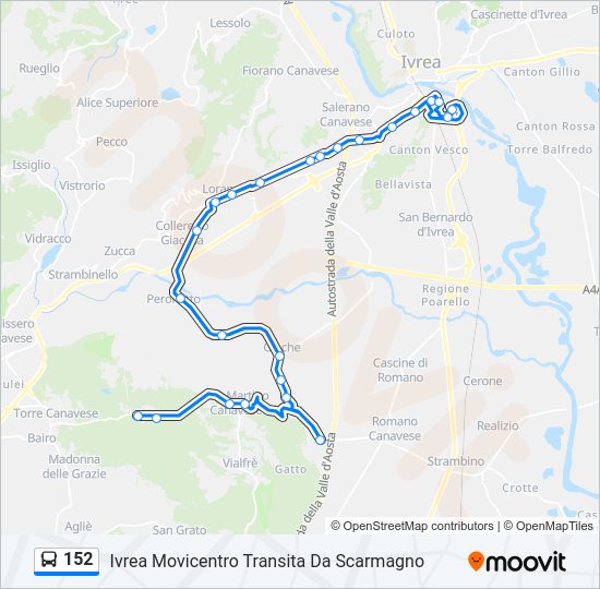 Percorso linea bus 152