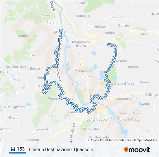 Percorso linea bus 153