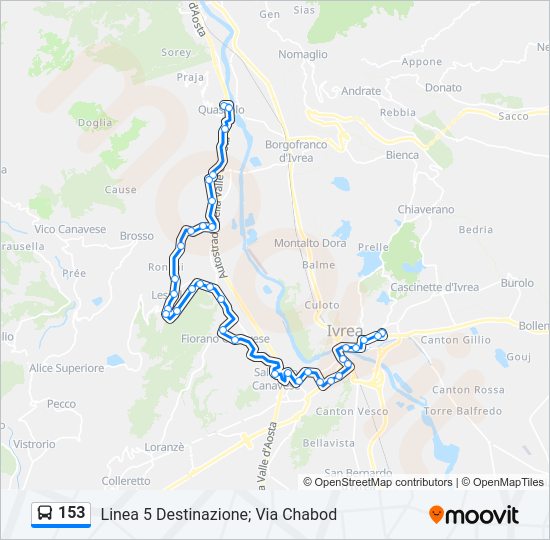 Percorso linea bus 153