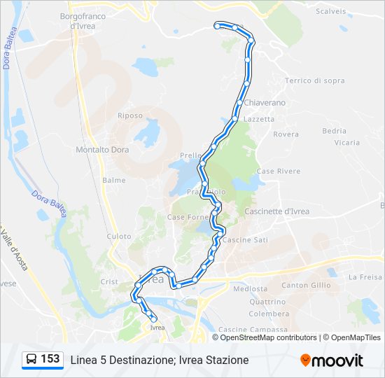 Percorso linea bus 153