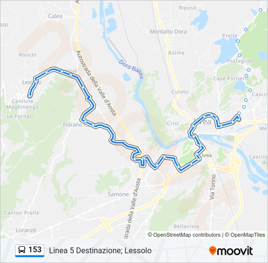 Percorso linea bus 153