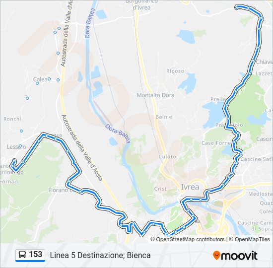 Percorso linea bus 153