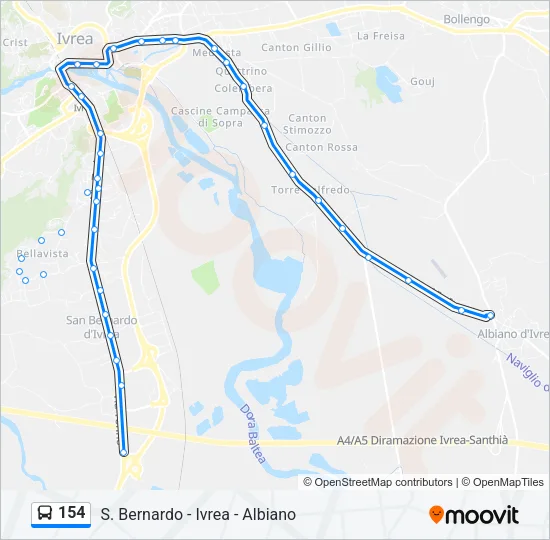 154 Bus Line Map