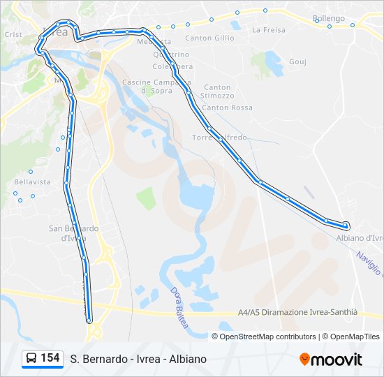 Percorso linea bus 154