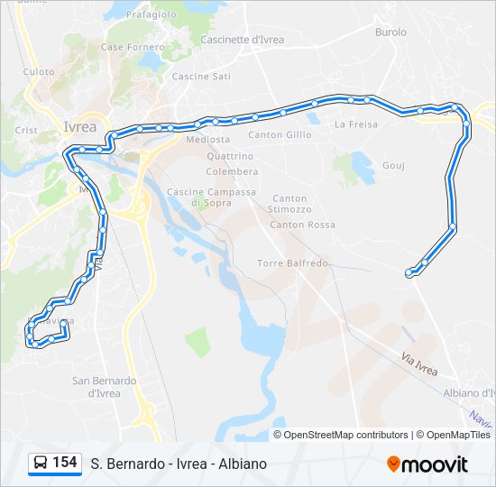 Percorso linea bus 154