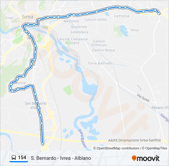 Percorso linea bus 154