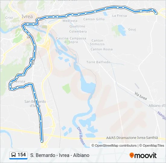 Percorso linea bus 154