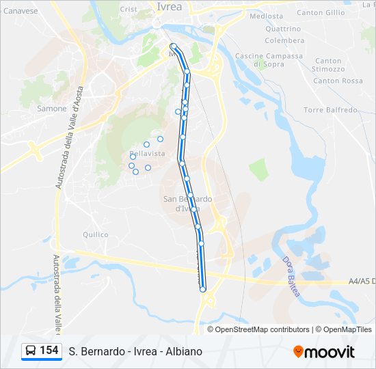 Percorso linea bus 154