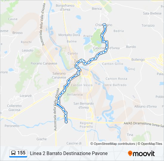 Percorso linea bus 155