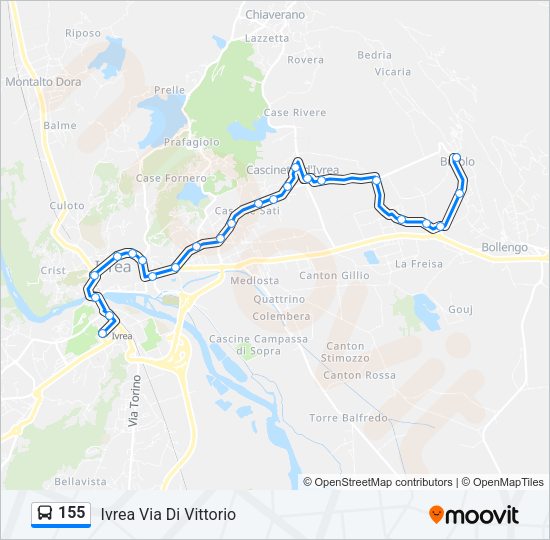 Percorso linea bus 155