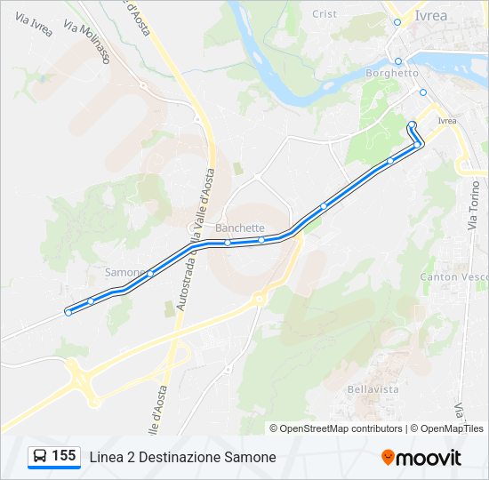 Percorso linea bus 155