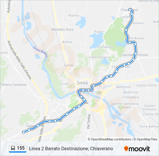 Percorso linea bus 155