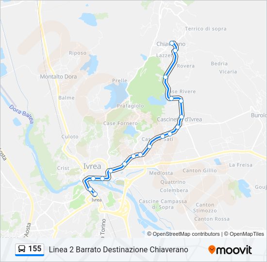 Percorso linea bus 155