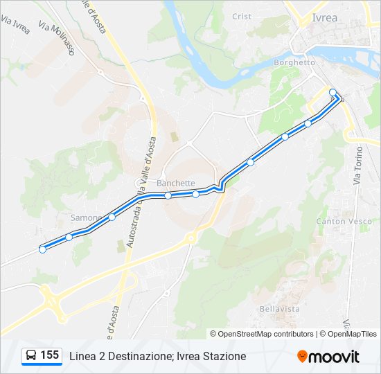 Percorso linea bus 155