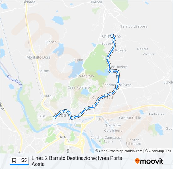 Percorso linea bus 155