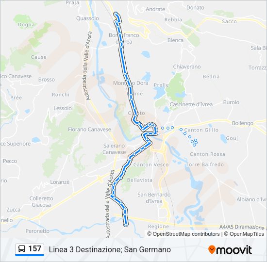 Percorso linea bus 157