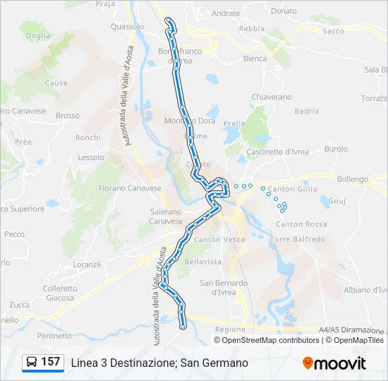 157 Bus Line Map