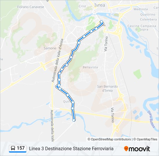 Percorso linea bus 157