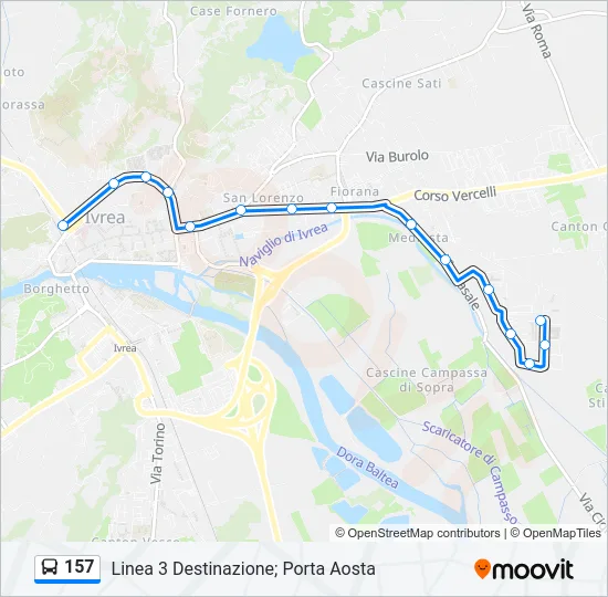 157 Bus Line Map