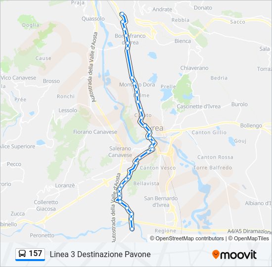 Percorso linea bus 157