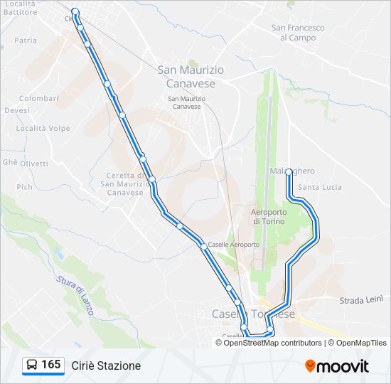 Percorso linea bus 165