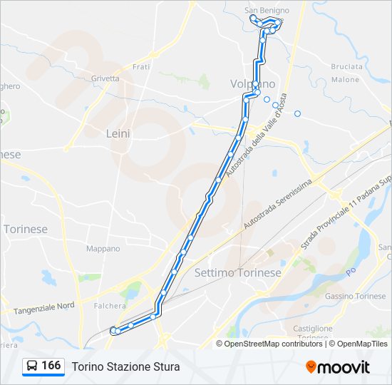 Percorso linea bus 166